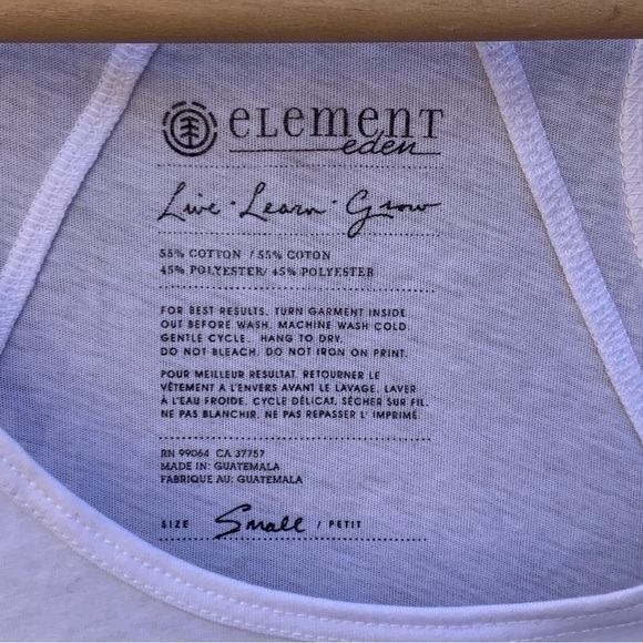 Women's Element Eden Old Flames '92 White Muscle Tank Top Size Small NEW - Picture 3 of 5